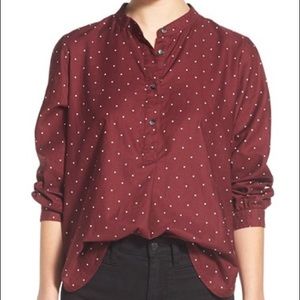 Madewell red polka dot popover top